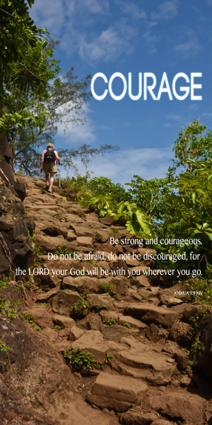 Church Banner featuring Steep Rocky Trail with Courage Theme