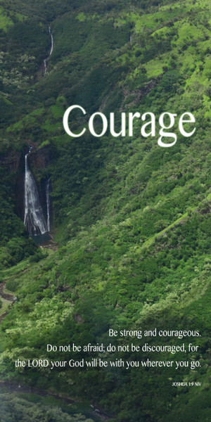 Church Banner featuring Jurrasic Park Waterfall with Courage Theme