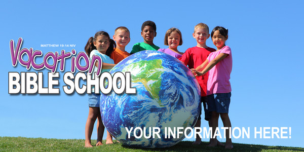Banners promoting Vacation Bible School (VBS) for churches are brightly colored, durable, and customizable, designed to attract families and announce event dates to the community.

And if you want something uniquely yours, contact us! Our design professionals will create a special design with your information - all at no extra charge!