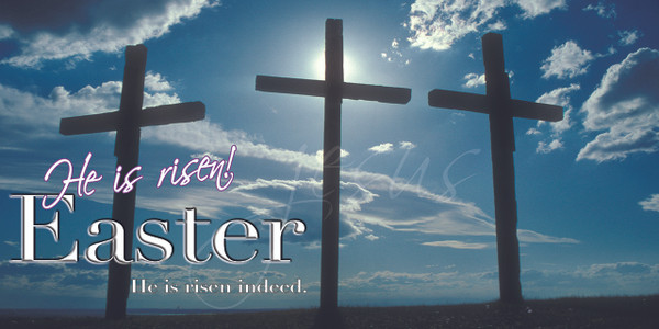 Easter banners promoting church services serve as visual invitations and thematic decorations, featuring uplifting messages like "He is Risen" alongside symbols like crosses and lilies. They are crucial for creating a welcoming atmosphere, providing service times on outdoor vinyl, and encouraging community participation in special Easter events.

And if you want something uniquely yours, contact us! Our design professionals will create a special design with your information - all at no extra charge!