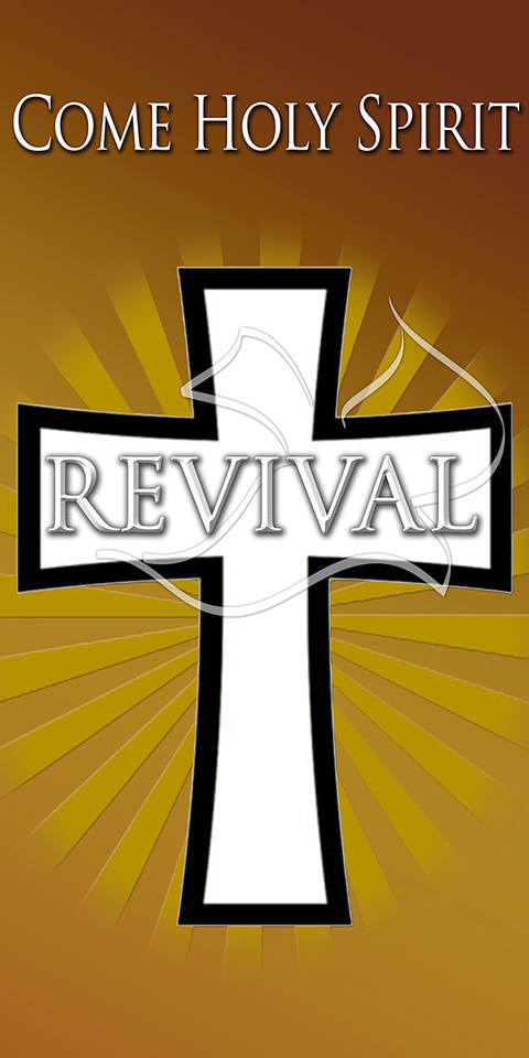 Banners promoting Pentecost and revival feature vibrant imagery—such as flames, doves, and wind—to symbolize the Holy Spirit's power, transformation, and presence, often incorporating liturgical red, orange, and white colors. These banners serve as visual aids for worship services, prayer gatherings, and special events, fostering a spirit of renewal, "Come Holy Spirit" themes, and the celebration of the church's birthday.

And if you want something uniquely yours, contact us! Our design professionals will create a special design with your information - all at no extra charge!
