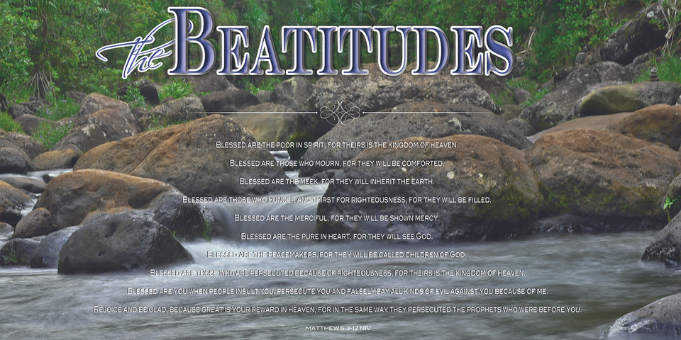Banners promoting the Beatitudes theme in church services serve as visual, thematic, and educational tools that highlight Jesus’ teaching on the Sermon on the Mount (Matthew 5:3–12). These banners are often used to enhance worship, complement sermon series, and visually define the sanctuary space.

And if you want something uniquely yours, contact us! Our design professionals will create a special design with your information - all at no extra charge!