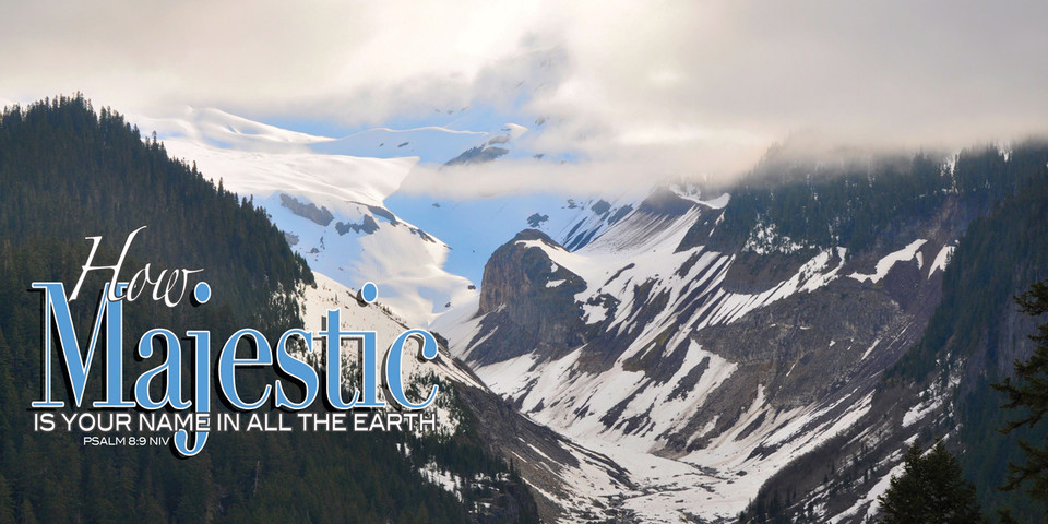 Church Banner featuring Snow Capped Mountains with Inspirational Theme