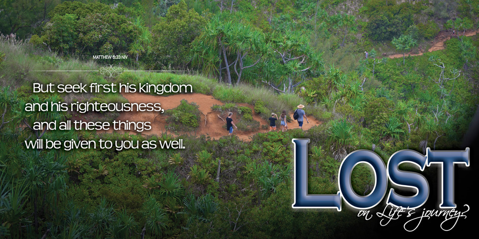Church Banner featuring Napali Coastline Trail with Inspirational Theme