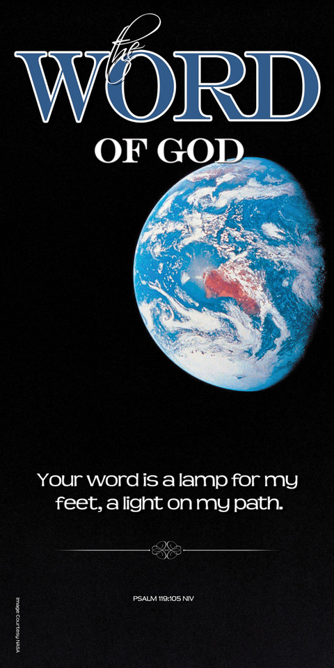 Church Banner featuring Earth from Space with Inspirational Theme