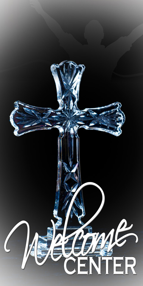 Church Banner with Crystal Cross for Welcome Center