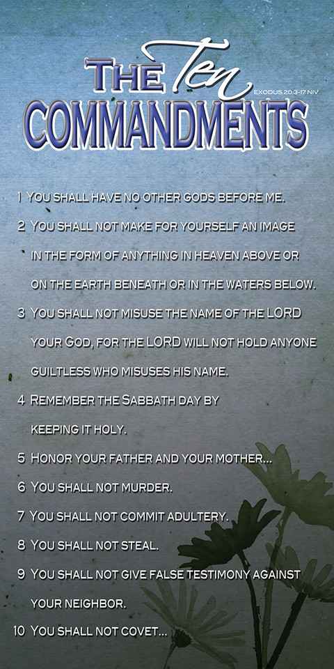 Banners featuring the 10 Commandments are available in various styles, color, and materials, often designed for churches and classrooms. Options range from traditional stone tablet designs to colorful, educational banners for children and embroidered, embellished styles for sanctuaries.

And if you want something uniquely yours, contact us! Our design professionals will create a special design with your information - all at no extra charge!
