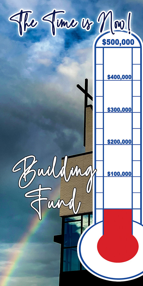 Church fundraising thermometer banners are customizable visual aids used to track donation progress for special campaigns like building projects, ministries, and special missions. Typically made of durable, waterproof 13oz vinyl, these banners display a graphic thermometer and a self-adhesive sticker allowing churches to fill in progress towards a financial goal.

And if you want something uniquely yours, contact us! Our design professionals will create a special design with your information - all at no extra charge!