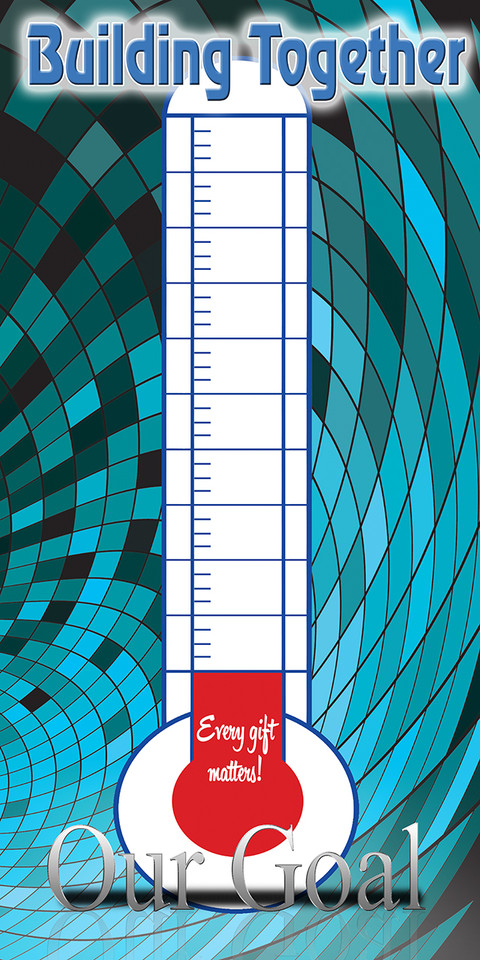Church fundraising thermometer banners are customizable visual aids used to track donation progress for special campaigns like building projects, ministries, and special missions. Typically made of durable, waterproof 13oz vinyl, these banners display a graphic thermometer and a self-adhesive sticker allowing churches to fill in progress towards a financial goal.

And if you want something uniquely yours, contact us! Our design professionals will create a special design with your information - all at no extra charge!