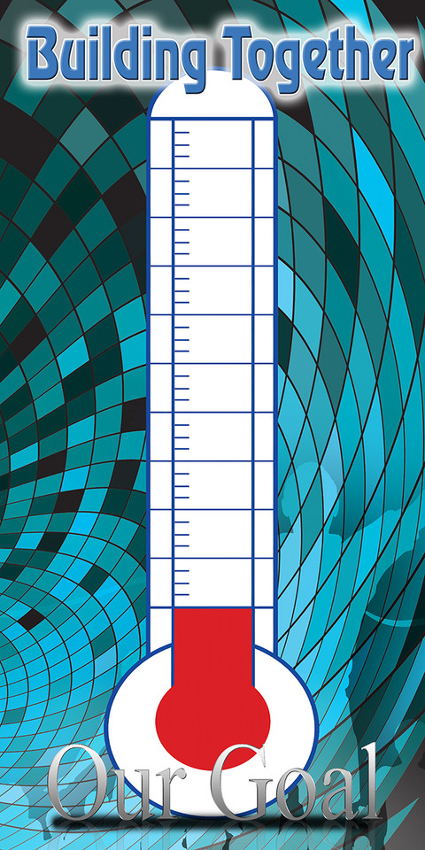 Church fundraising thermometer banners are customizable visual aids used to track donation progress for special campaigns like building projects, ministries, and special missions. Typically made of durable, waterproof 13oz vinyl, these banners display a graphic thermometer and a self-adhesive sticker allowing churches to fill in progress towards a financial goal.

And if you want something uniquely yours, contact us! Our design professionals will create a special design with your information - all at no extra charge!