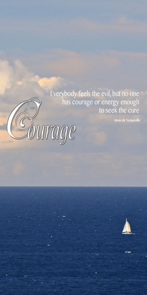 Church Banner featuring Small Sailboat on Ocean with Courage Theme