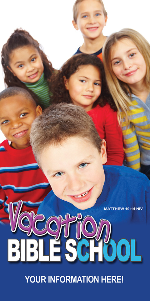 Banners promoting Vacation Bible School (VBS) for churches are brightly colored, durable, and customizable, designed to attract families and announce event dates to the community.

And if you want something uniquely yours, contact us! Our design professionals will create a special design with your information - all at no extra charge!
