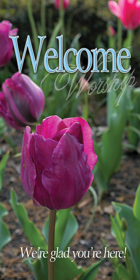 Church welcome banners are visual tools designed to create an inviting atmosphere, directing visitors while communicating key information like service times, the church name, or welcoming messages. Common types include durable outdoor vinyl banners for curb appeal, vertical feather flags, and indoor retractable banners for lobbies.

And if you want something uniquely yours, contact us! Our design professionals will create a special design with your information - all at no extra charge!