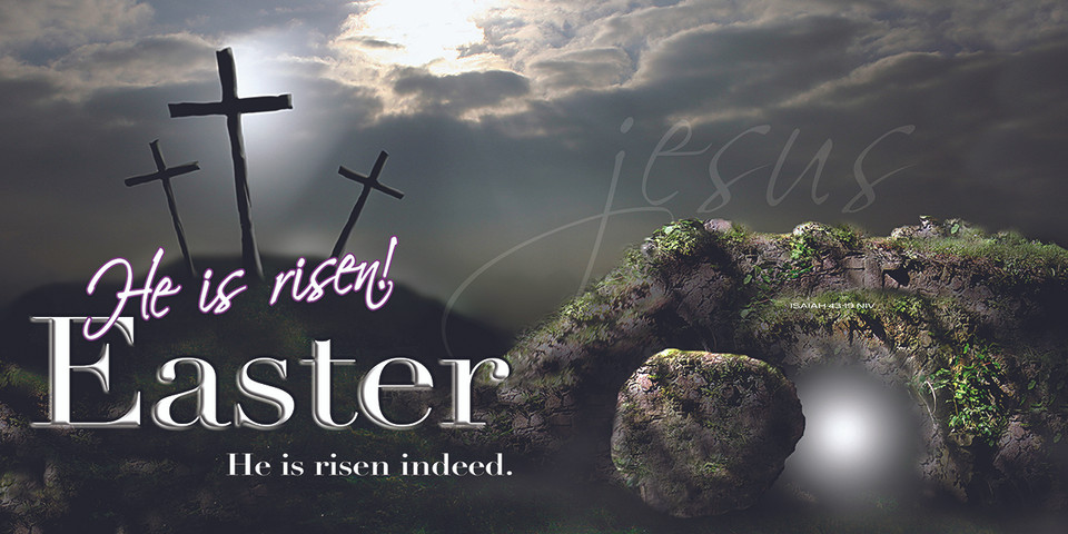 Easter banners promoting church services serve as visual invitations and thematic decorations, featuring uplifting messages like "He is Risen" alongside symbols like crosses and lilies. They are crucial for creating a welcoming atmosphere, providing service times on outdoor vinyl, and encouraging community participation in special Easter events.

And if you want something uniquely yours, contact us! Our design professionals will create a special design with your information - all at no extra charge!