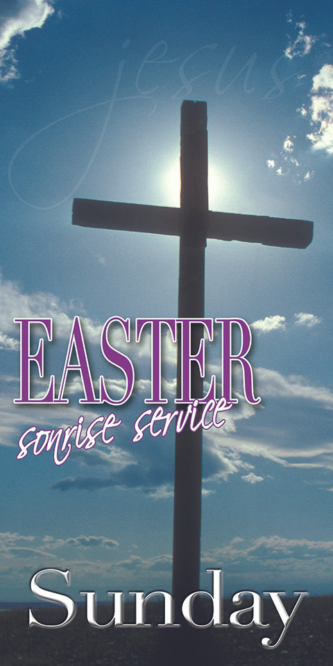 Easter banners promoting church services serve as visual invitations and thematic decorations, featuring uplifting messages like "He is Risen" alongside symbols like crosses and lilies. They are crucial for creating a welcoming atmosphere, providing service times on outdoor vinyl, and encouraging community participation in special Easter events.

And if you want something uniquely yours, contact us! Our design professionals will create a special design with your information - all at no extra charge!