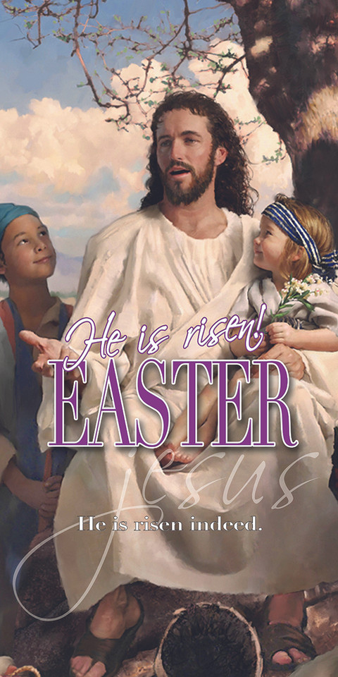 Easter banners promoting church services serve as visual invitations and thematic decorations, featuring uplifting messages like "He is Risen" alongside symbols like crosses and lilies. They are crucial for creating a welcoming atmosphere, providing service times on outdoor vinyl, and encouraging community participation in special Easter events.

And if you want something uniquely yours, contact us! Our design professionals will create a special design with your information - all at no extra charge!