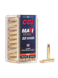 CCI Maxi-Mag TMJ High-Velocity .22WMR 40 Grain Metal Jacketed Box/50