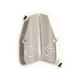 CZ 75 Aluminum Grips Long Checker Silver