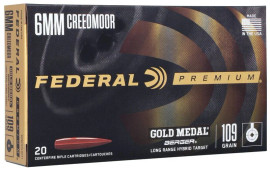 Federal Gold Medal 6mm Creedmoor 109 Grain 2975 fps Berger FMJ Box/20