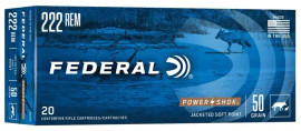 Federal Power-Shok .222 Rem 50 Grain 3140fps Soft Point Box/20
