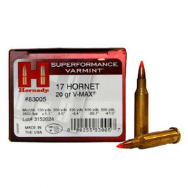 Hornady Superforrmance Varmint 17 Hornet 20 Grain V-Max Box/20