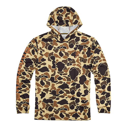 Browning Long Sleeve Hooded Tech Shirt Vintage Tan Camo - 2X-Large