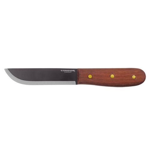 Condor Bushcraft Basic 5in 1075 Carbon Scandi Walnut w/ Leather Sheath