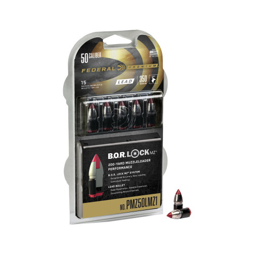 Federal Lead Tipped Muzzleloader Bullets .50 Cal 350gr B.O.R. Lock Qty/15