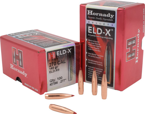 Hornady .270 Cal .277" 145gr ELD-X Qty/100