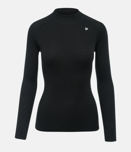 Thermowave Girl's 100% Merino Wool Top, Black, Sz 10