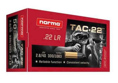 Norma TAC-22 .22LR 40 Grain 1082 fps LRN Box/50
