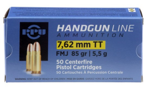 PPU Pistol Ammo 7.62 Tokarev 85 Grain FMJ Box/50 PPNPPH7TF Wolverine Supplies