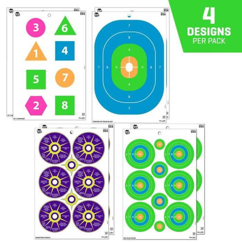 Allen EZ Aim Fun Group Paper Shooting Targets, 12"W x 18"H, 8-Targets, Multi