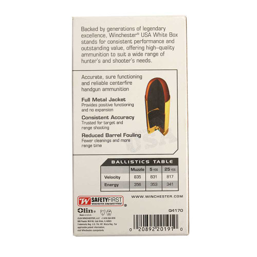 Winchester .45ACP 230gr 835 fps FMJ Box/50