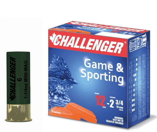 Challenger Mini Mag Shotshell 12 Gauge 2-3/4 #4 1-1/4oz 1330 Fps Box/25 CHA20014 Shop All Challenger 20014 Wolverine Supplies