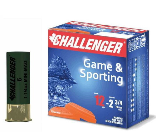 Challenger Mini Mag Shotshell 12 Gauge 2-3/4 #7.5 1-1/4oz 1330 Fps Box/25