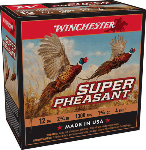 Winchester Super Pheasant Shotshell 12 Gauge 2-3/4" #4 1-3/8oz 1300fps Box/25