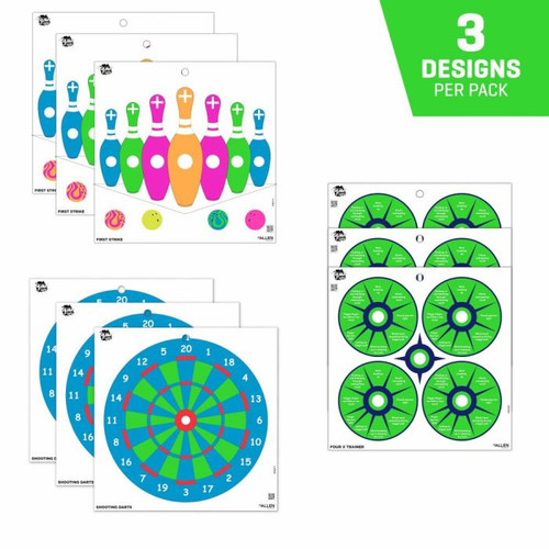 Allen EZ Aim Fun Triggering More Fun Paper Shooting Targets, 12"W x 12"H, 9-Pack, Multi