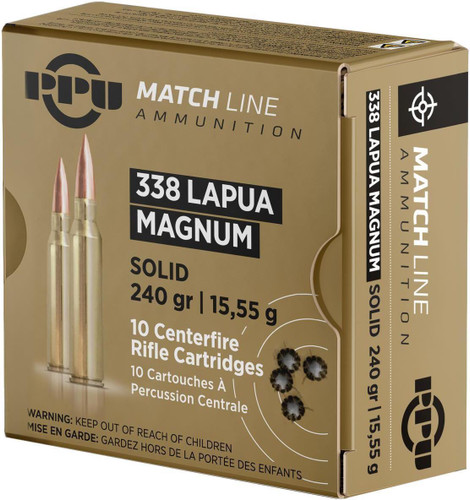 PPU Match .338 Lapua 240 Grain Solid Box/10 PPU Match .338 Lapua 240 Grain Solid Box/10