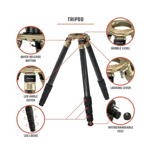 Athlon Midas CF36 Carbon Fiber Tripod 36mm Tube, 55mm Ball