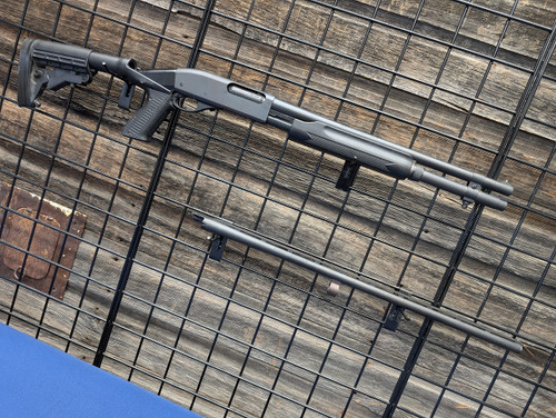 Used Rem 870 .20ga PA with 18.5" Barrel +28" barrel knox stock+ mag extension