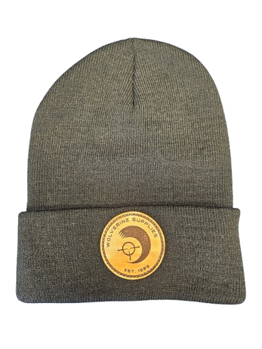 Wolverine Black Beanie w/ Leather Logo Patch