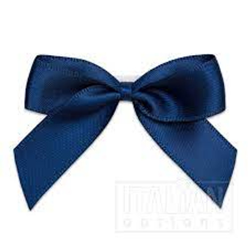 Navy – 5cm Satin Ribbon Bow – (Self Adhesive) – 12 Pack