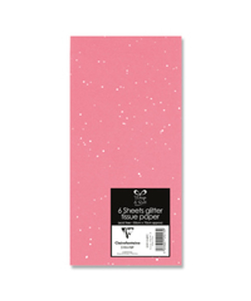 6 Sheets Glitter Tissue Paper Pink