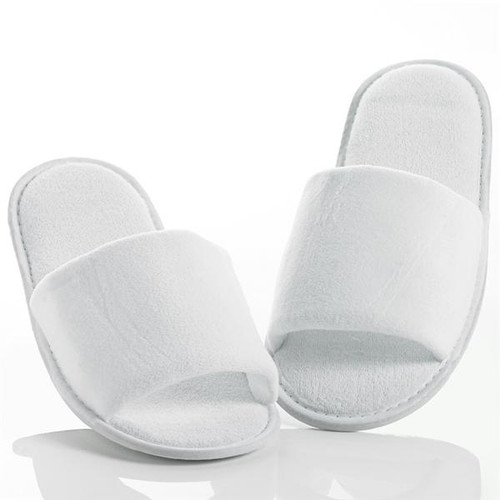 Luxury Velour Slippers White, One Size