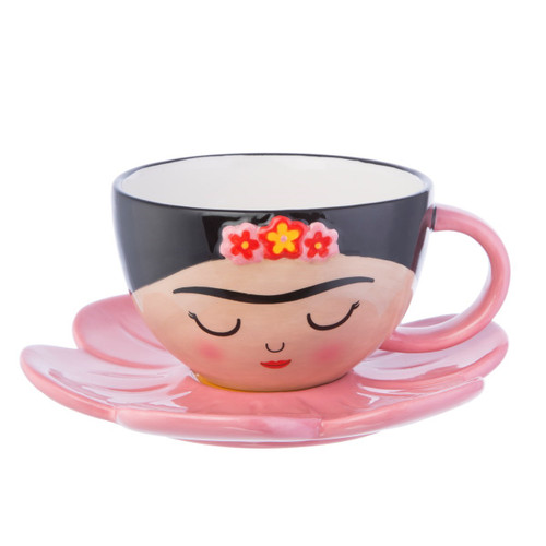 Frida Cup and Flower Saucer Set
