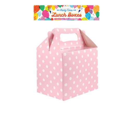 Baby Pink Party Box, (6) Polka Dot With Handles