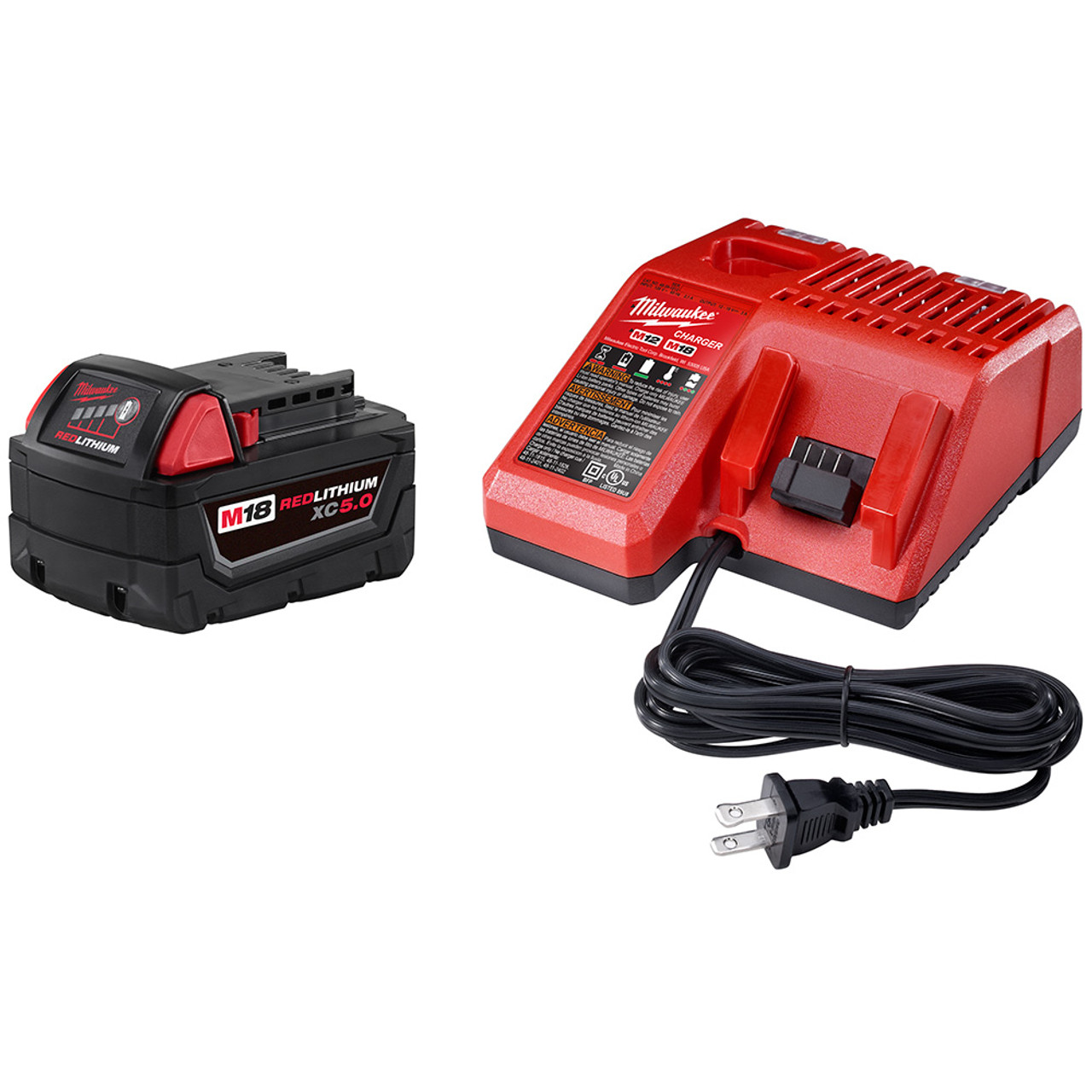 Milwaukee 48 59 1850 M18 5.0 Ah Battery Charger Starter Kit