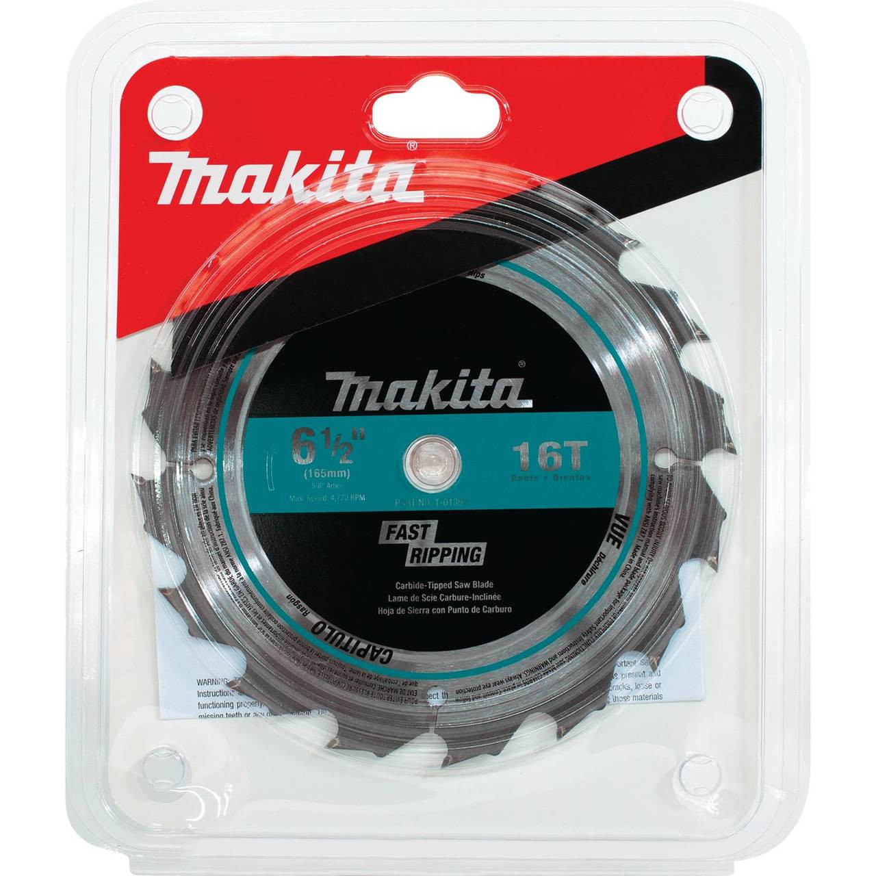 Makita T-01395 6-1/2" 16T Carbide-Tipped Circular Saw Blade