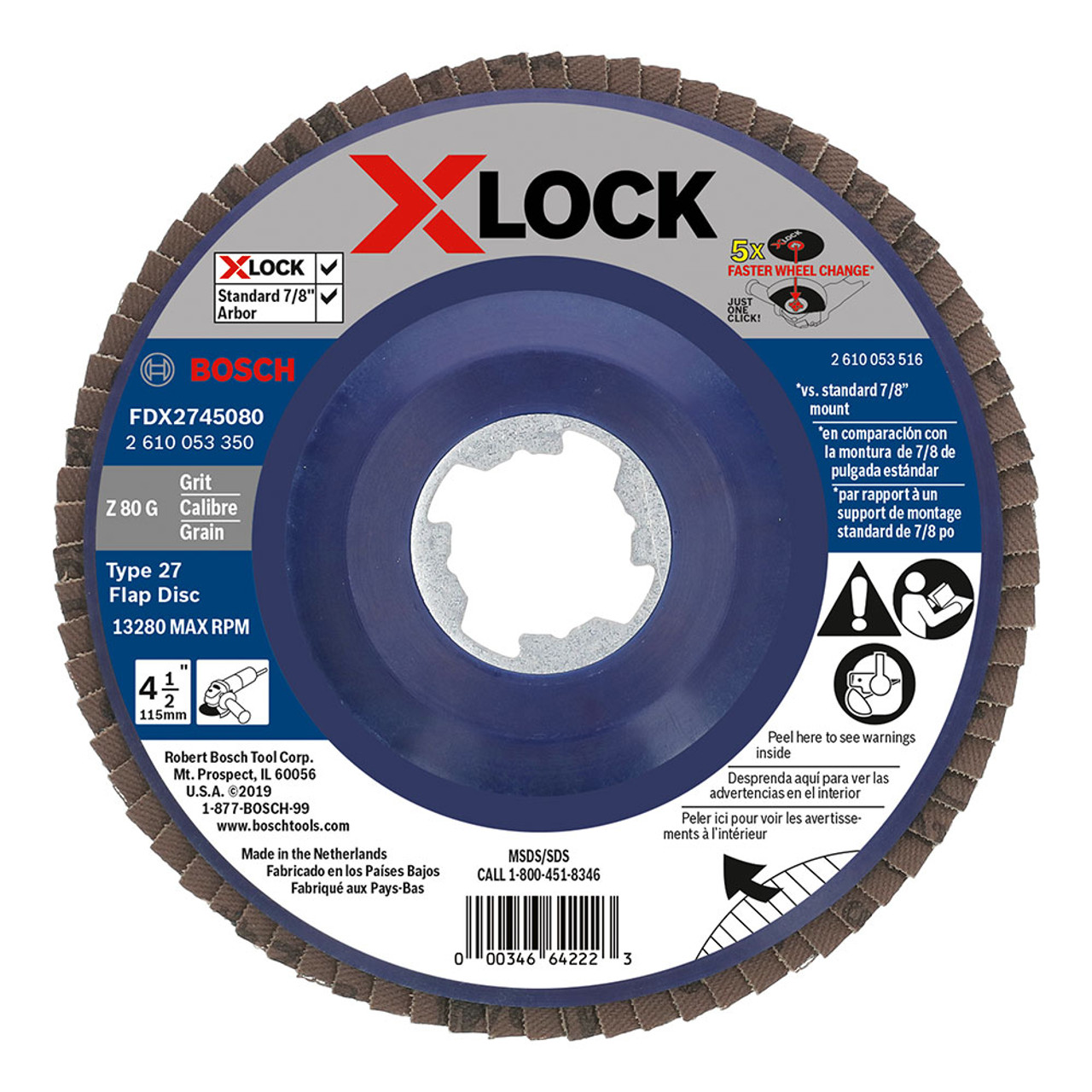 Bosch FDX2745080 4-1/2-Inch X-LOCK Arbor Type 27 80 Grit
